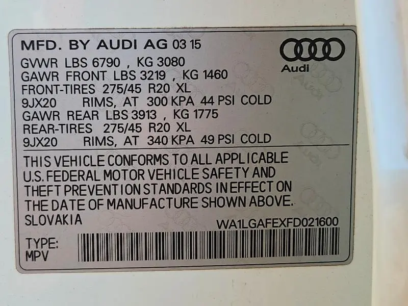 2015 AUDI Q7 PREMIUM PLUS  