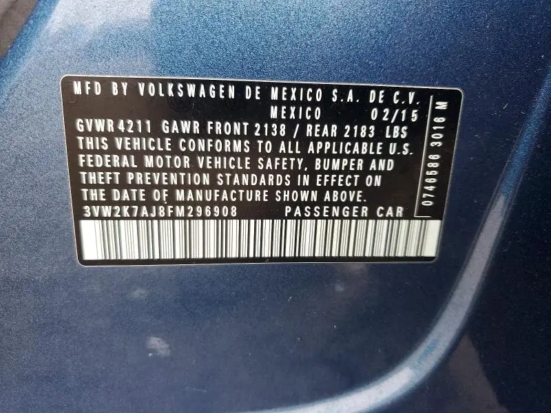 2015 VOLKSWAGEN JETTA BASE  