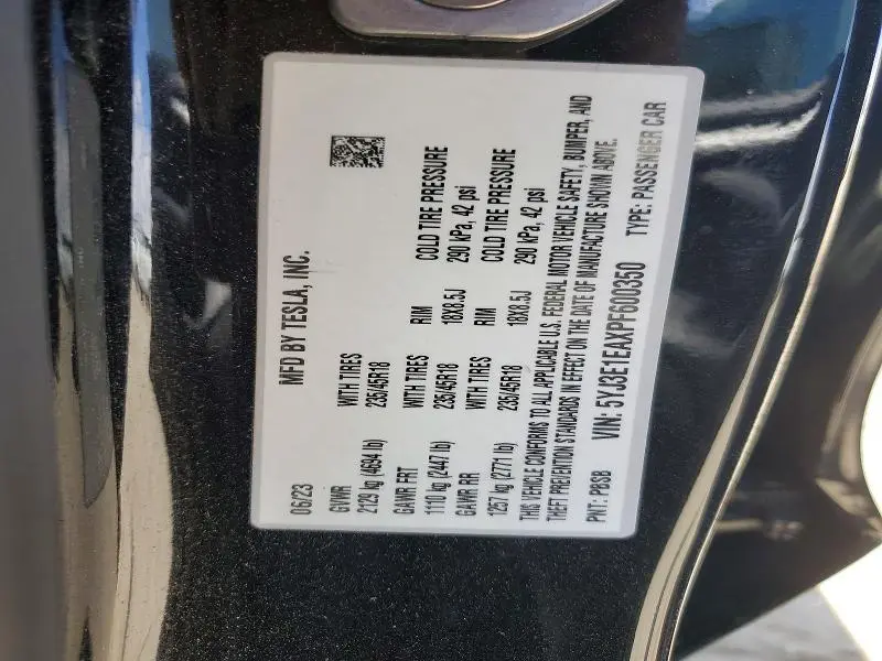 2023 TESLA MODEL 3   