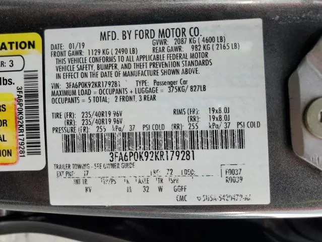 2019 FORD FUSION TITANIUM  