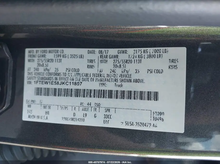 2018 FORD F-150 LARIAT