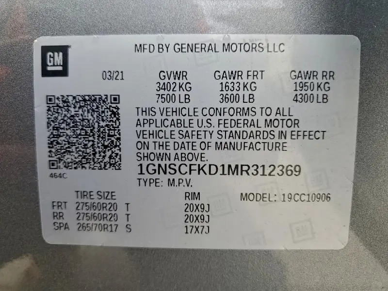 2021 CHEVROLET SUBURBAN C1500 PREMIER  