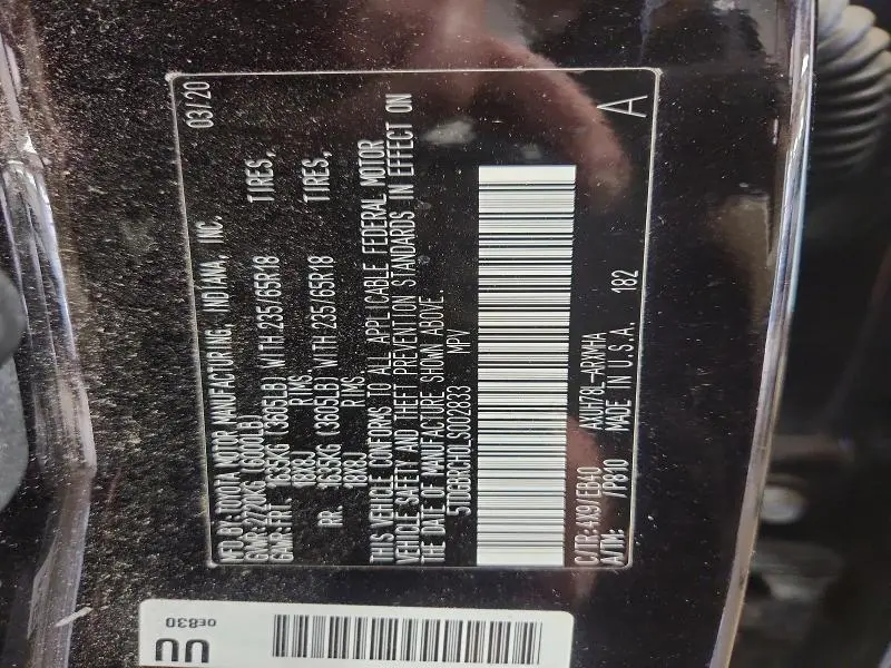 2020 TOYOTA HIGHLANDER HYBRID XLE  