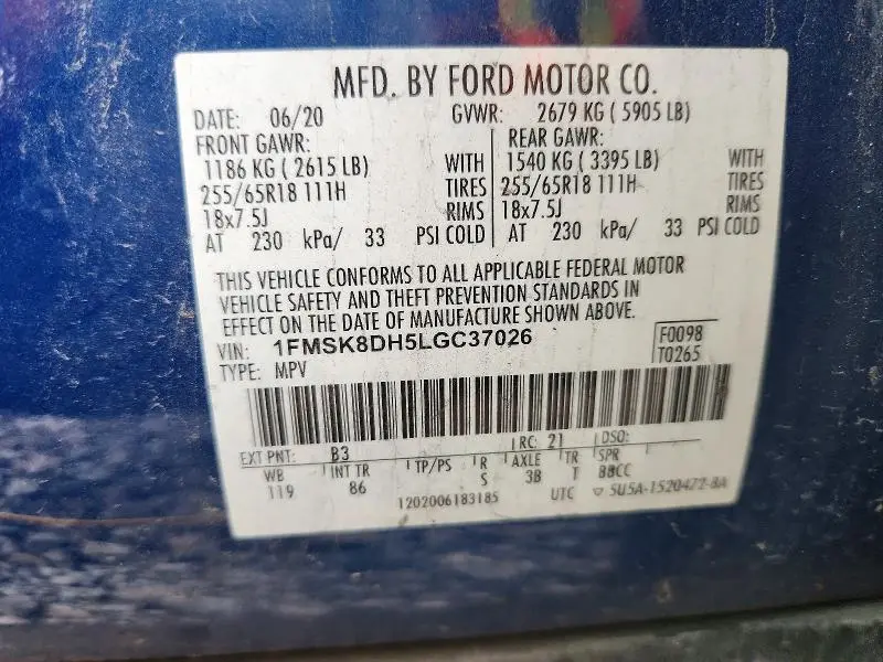 2020 FORD EXPLORER XLT  