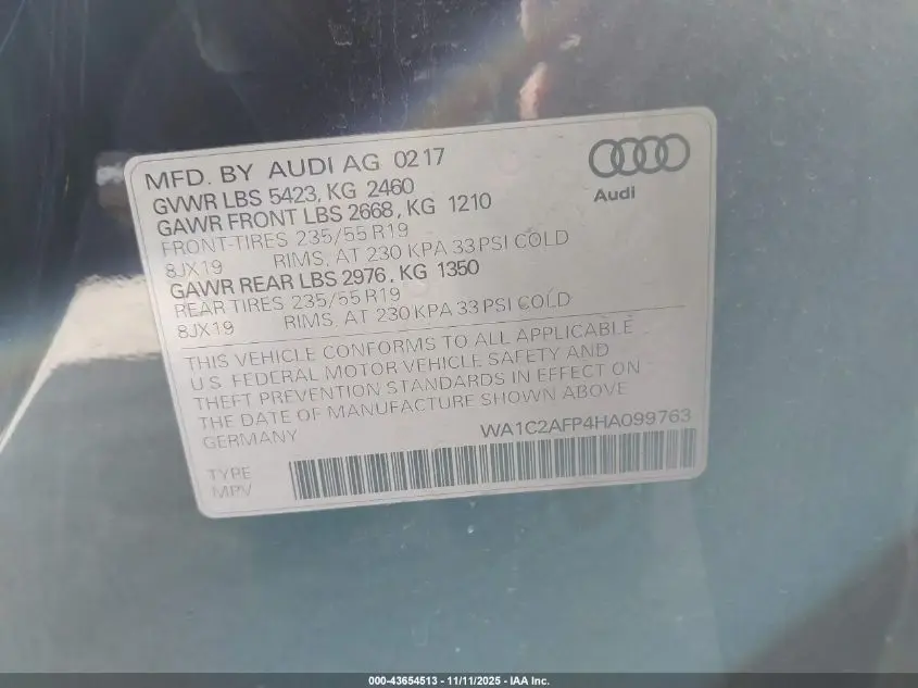 2017 AUDI Q5 2.0T PREMIUM