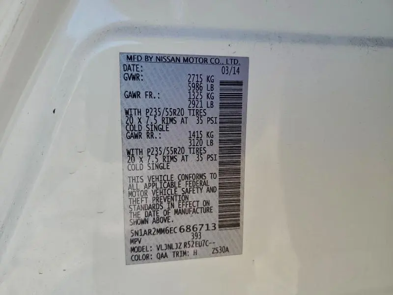 2014 NISSAN PATHFINDER S  