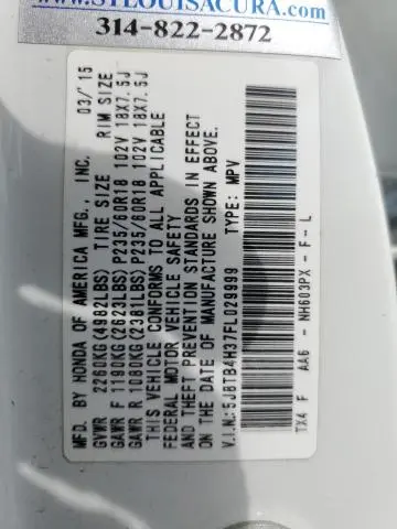 2015 ACURA RDX   