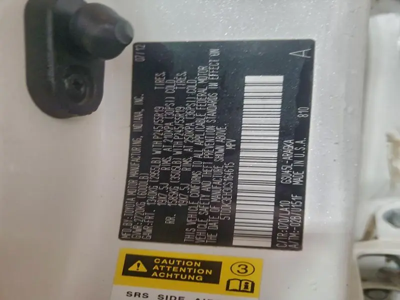 2012 TOYOTA HIGHLANDER LIMITED  