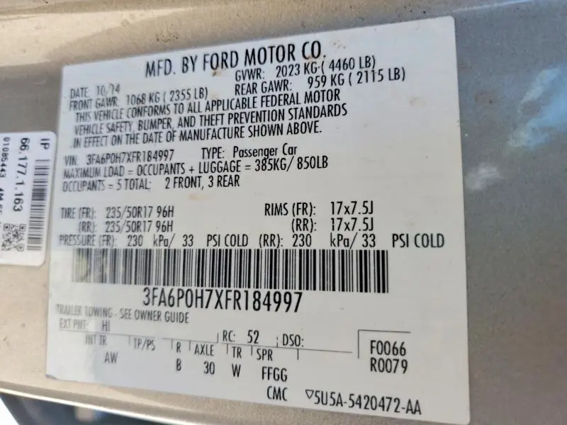 2015 FORD FUSION SE  