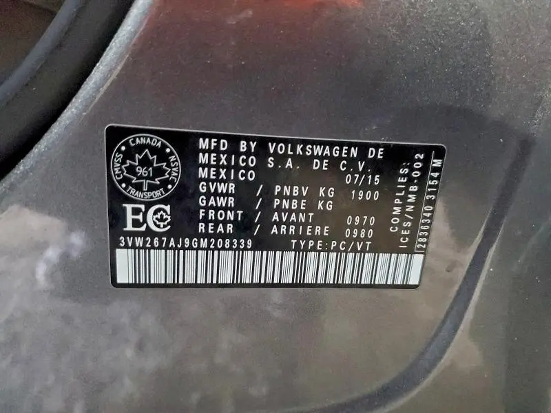 2016 VOLKSWAGEN JETTA S  