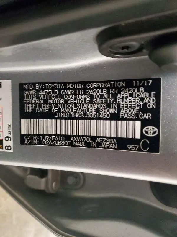 2018 TOYOTA CAMRY SE  