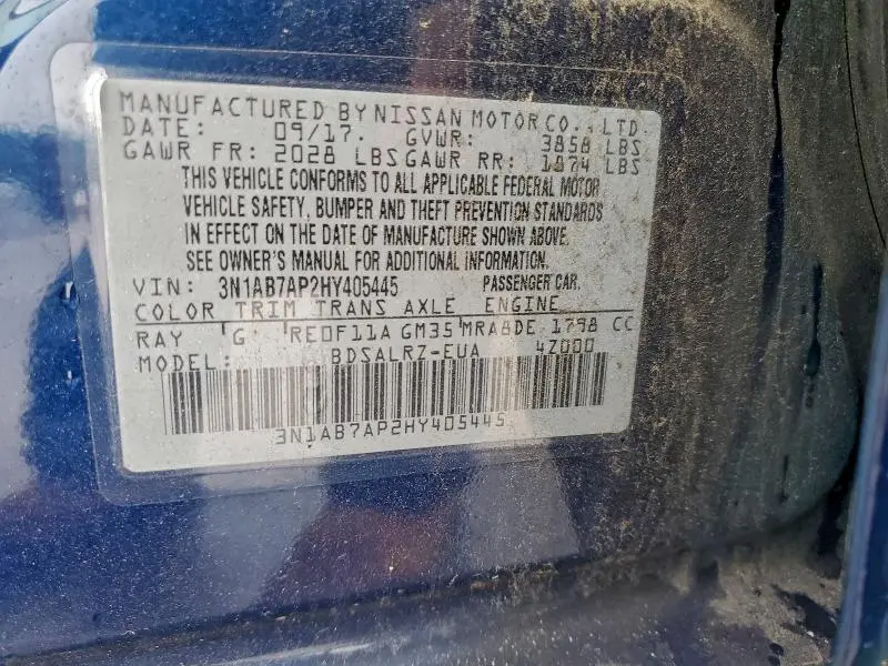 2017 NISSAN SENTRA S  