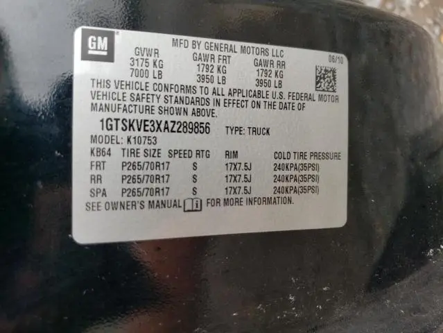 2010 GMC SIERRA K1500 SLE  
