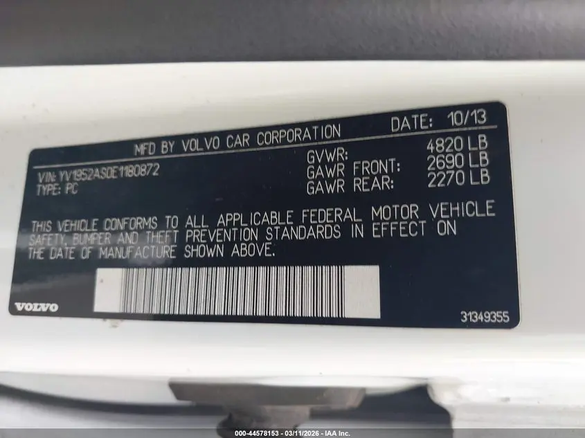 2014 VOLVO S80 3.2/3.2 PLATINUM/3.2 PREMIER PLUS