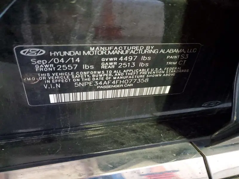 2015 HYUNDAI SONATA LIMITED  