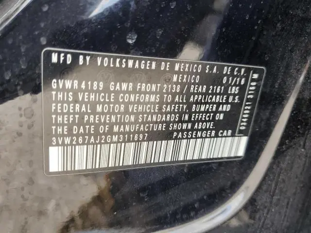 2016 VOLKSWAGEN JETTA S  
