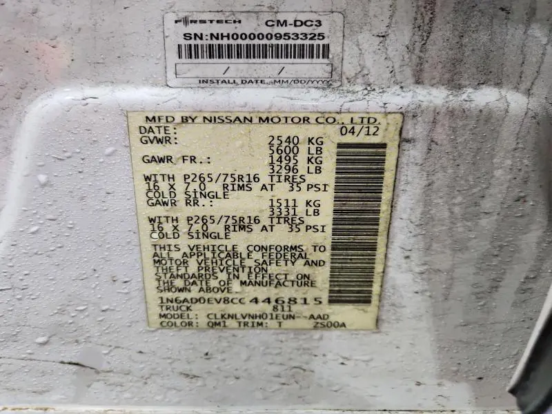 2012 NISSAN FRONTIER S  