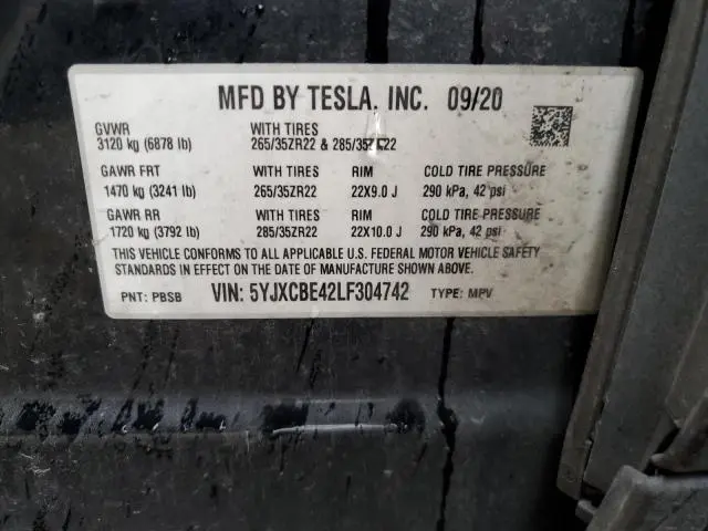 2020 TESLA MODEL X   