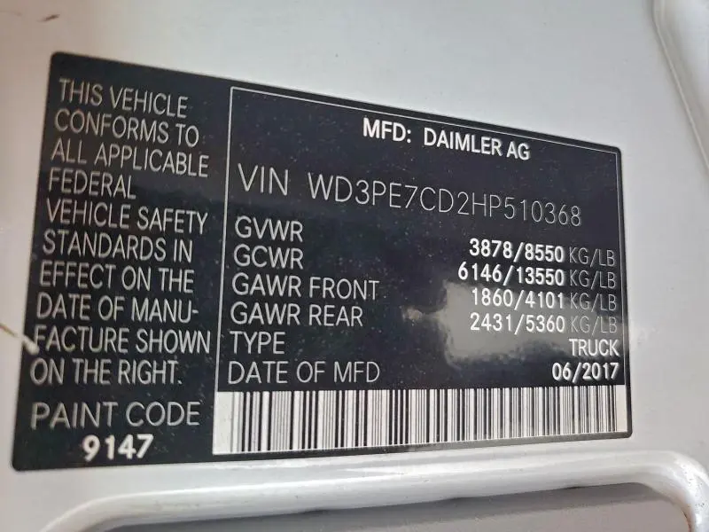 2017 MERCEDES-BENZ SPRINTER 2500  