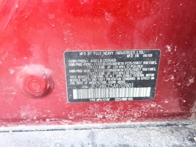 2010 SUBARU FORESTER 2.5X PREMIUM  