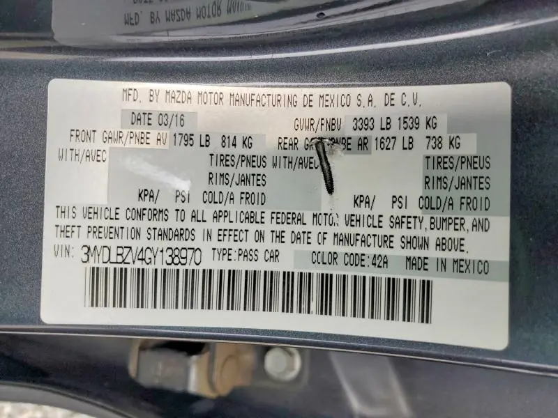 2016 SCION IA BASE  