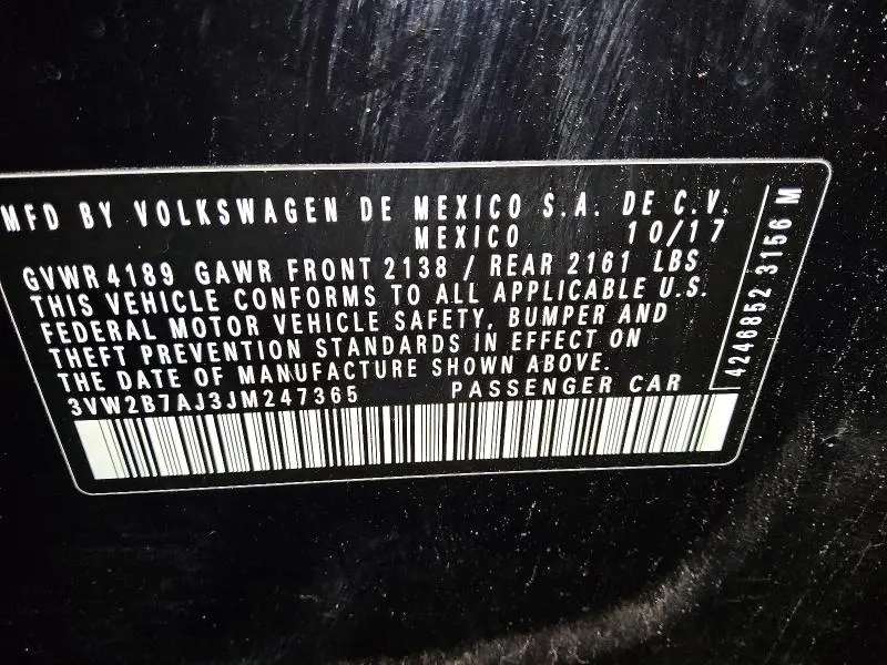 2018 VOLKSWAGEN JETTA S  