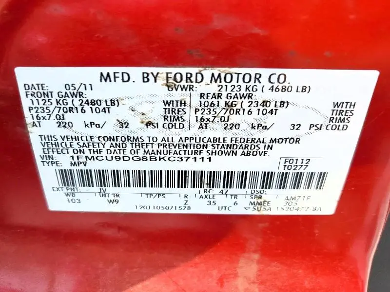 2011 FORD ESCAPE XLT  