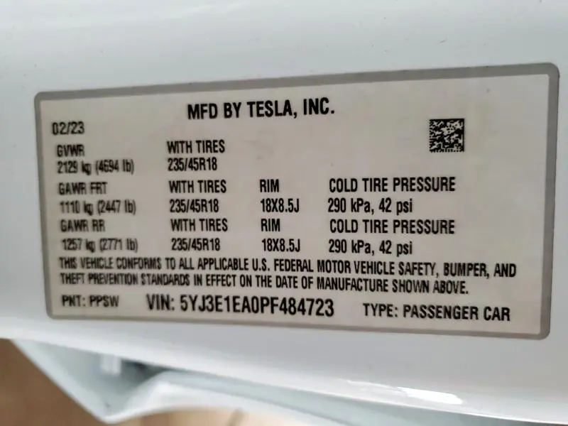 2023 TESLA MODEL 3   