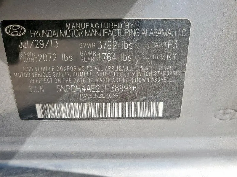 2013 HYUNDAI ELANTRA GLS  