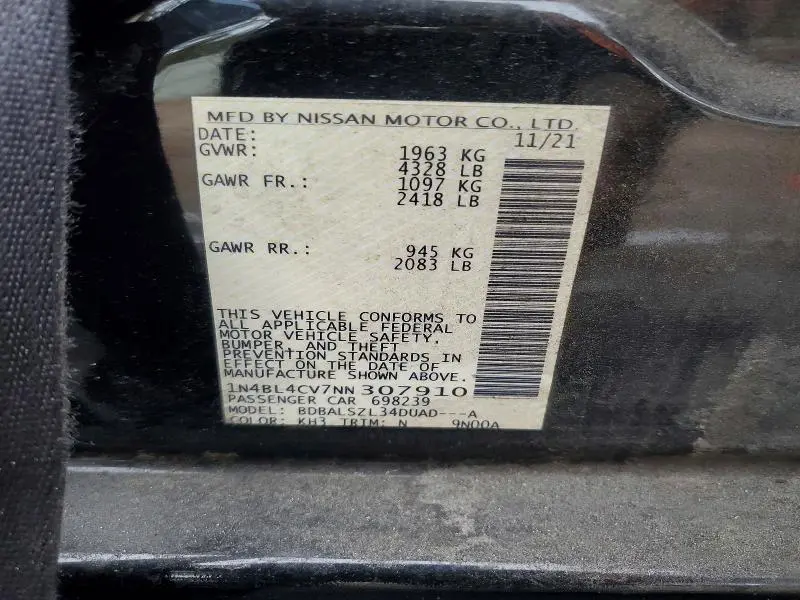 2022 NISSAN ALTIMA 2.5 SR  