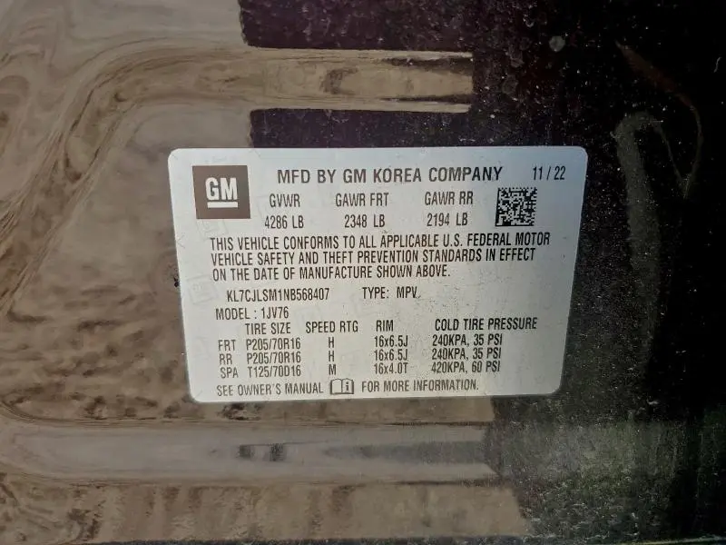 2022 CHEVROLET TRAX 1LT  