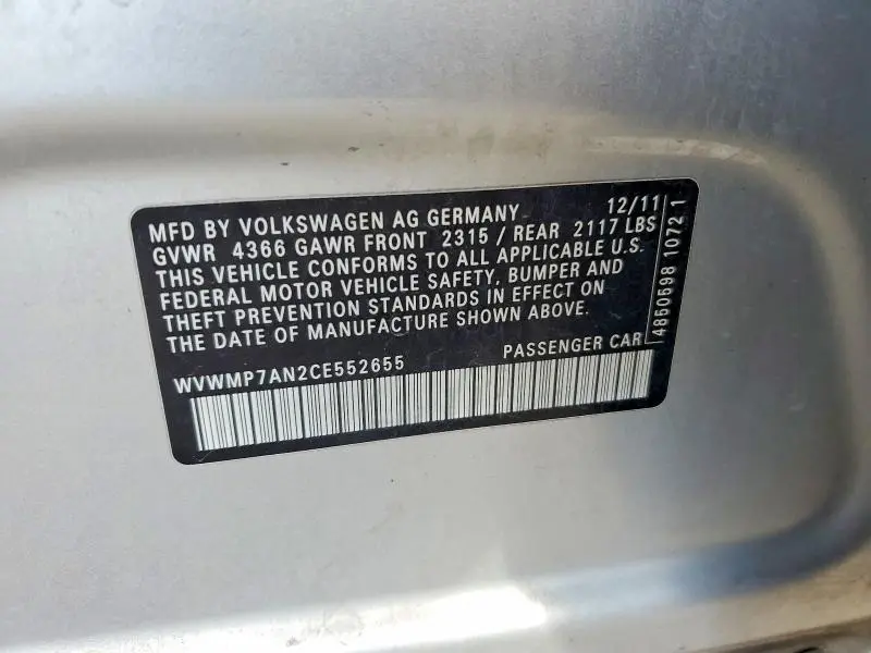 2012 VOLKSWAGEN CC SPORT  