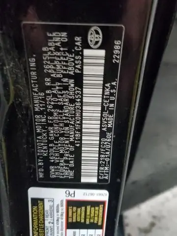 2017 TOYOTA CAMRY LE  