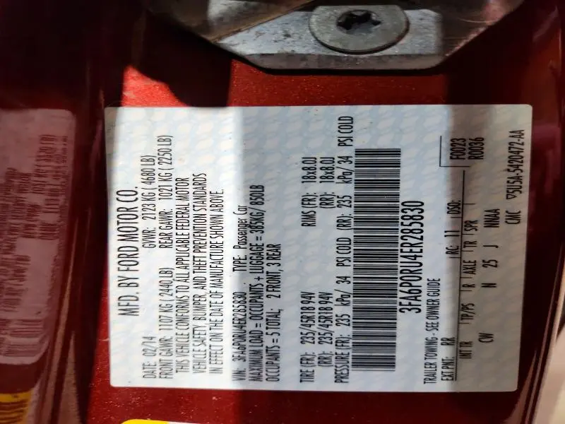 2014 FORD FUSION TITANIUM HEV  