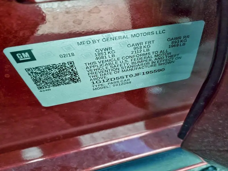 2018 CHEVROLET MALIBU LT  