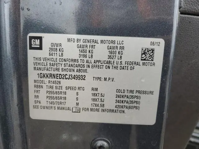 2012 GMC ACADIA SLE  
