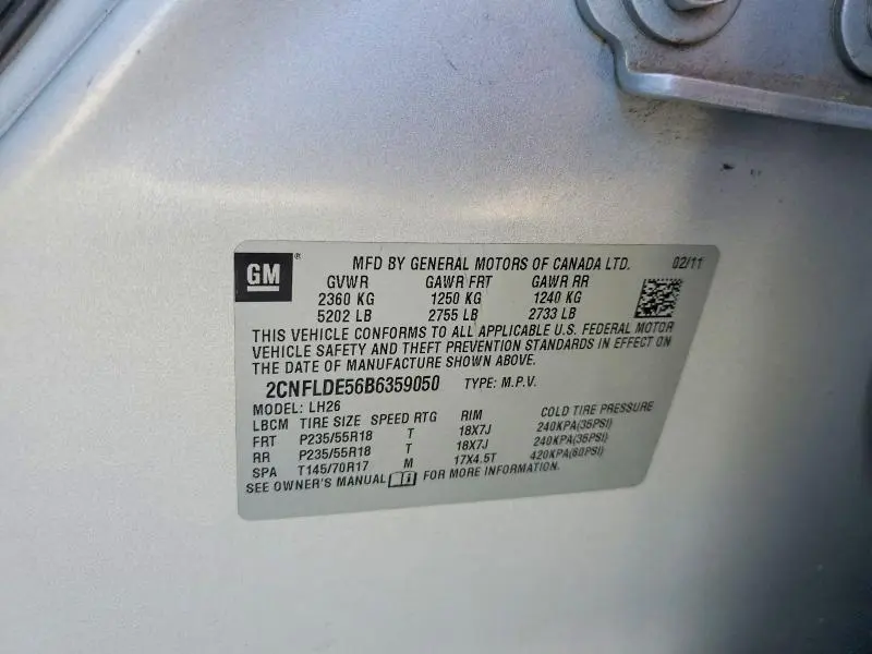 2011 CHEVROLET EQUINOX LT  