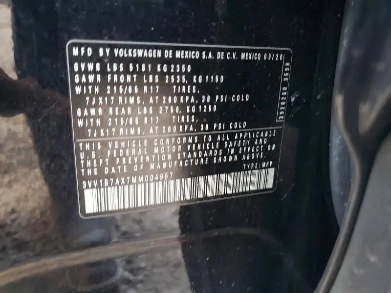 2021 VOLKSWAGEN TIGUAN S  