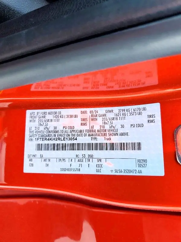 2024 FORD RANGER LARIAT  