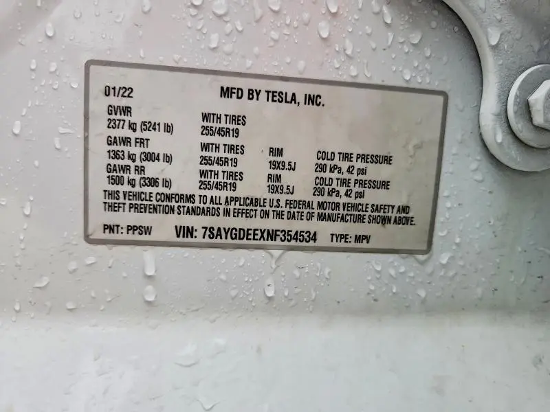 2022 TESLA MODEL Y   