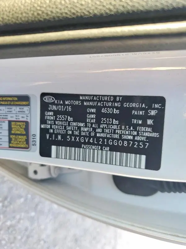 2016 KIA OPTIMA SXL TURBO  