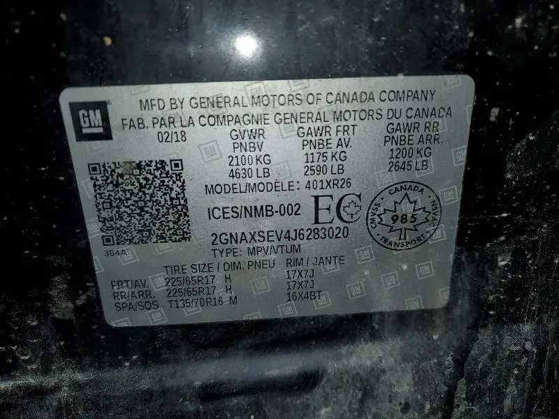 2018 CHEVROLET EQUINOX LT  