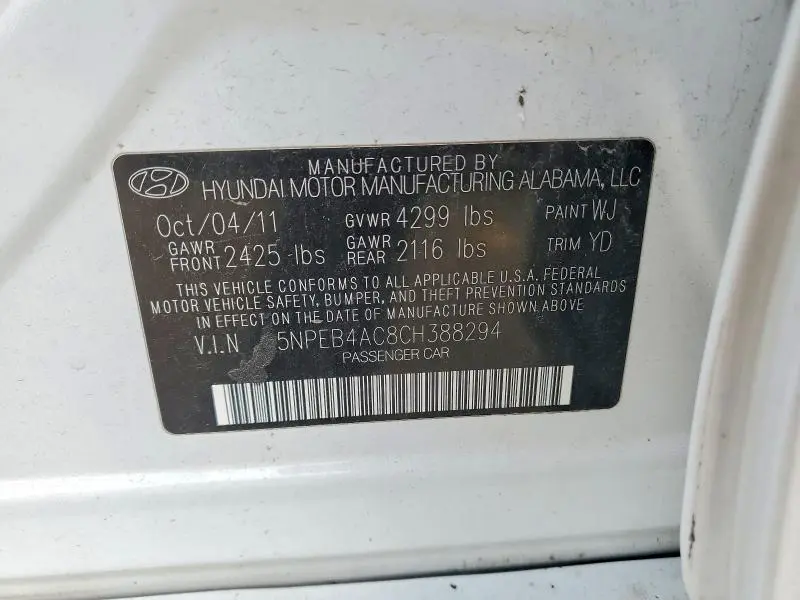 2012 HYUNDAI SONATA GLS  