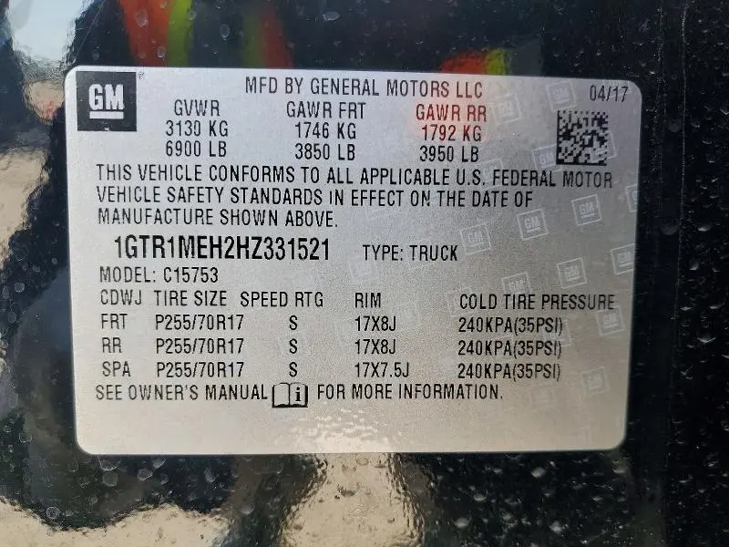 2017 GMC SIERRA C1500 SLE  