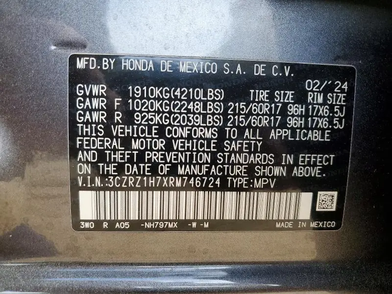 2024 HONDA HR-V EXL  