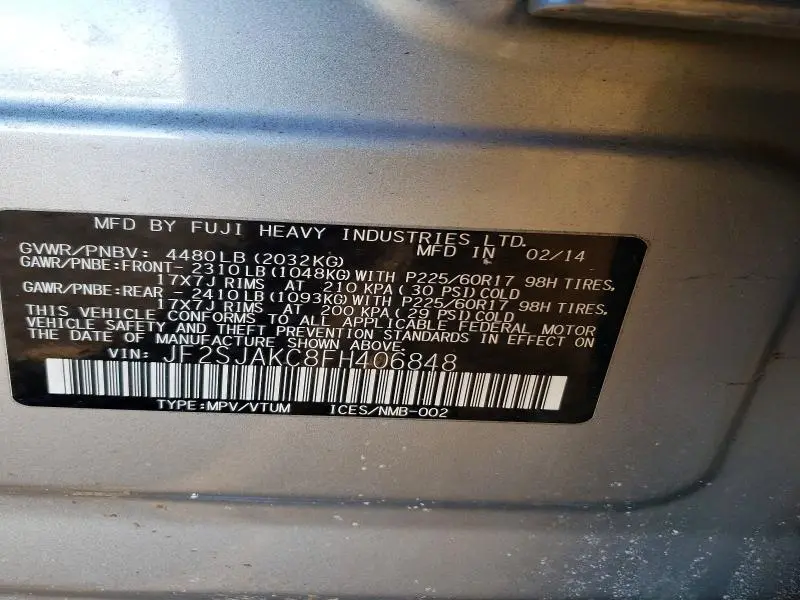 2015 SUBARU FORESTER 2.5I LIMITED  