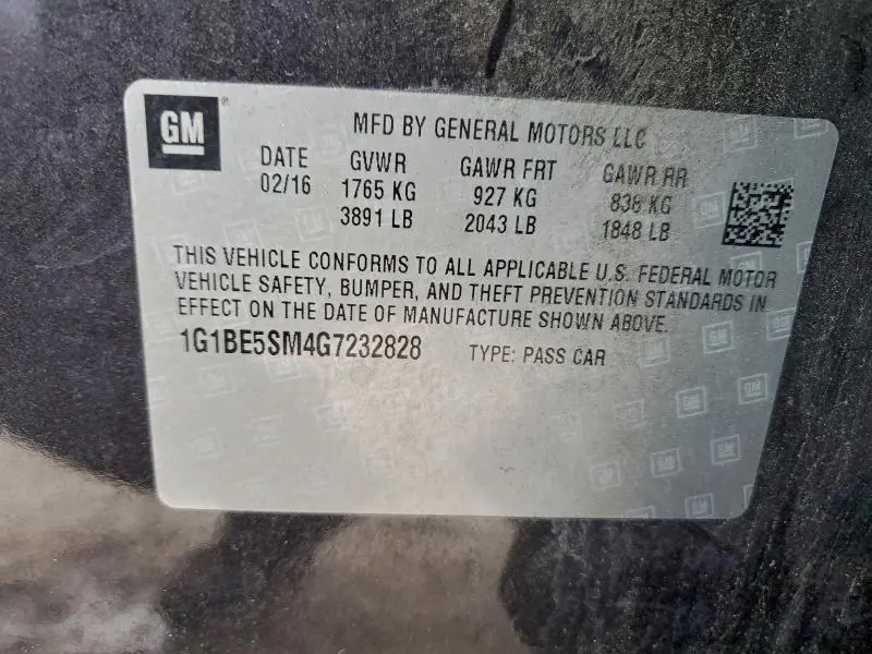 2016 CHEVROLET CRUZE LT  