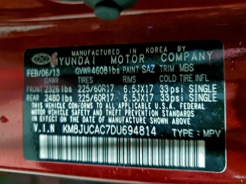 2013 HYUNDAI TUCSON GLS  