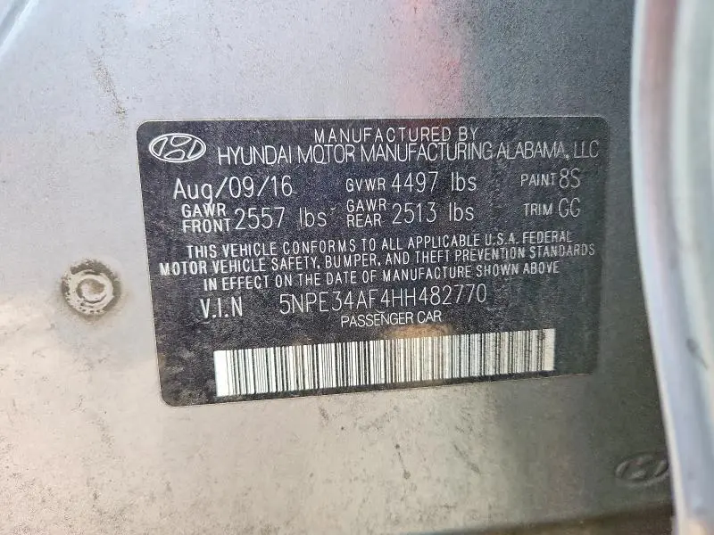 2017 HYUNDAI SONATA   
