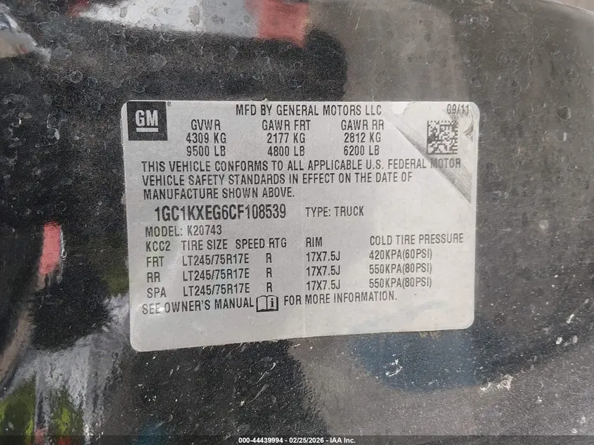 2012 CHEVROLET SILVERADO 2500HD LT